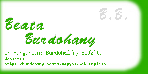 beata burdohany business card